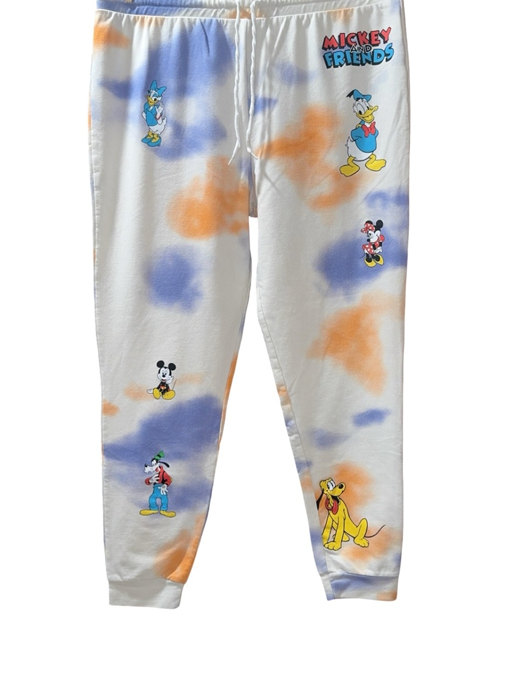 Disney Tie-Dye Mickey & Friends White Orange Purple Pajama Joggers